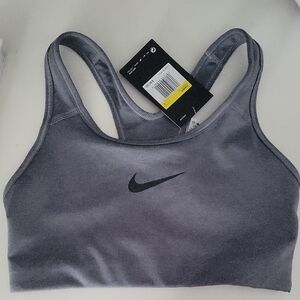 Nike Gray Sports Bra Medium Impact Moisture-Wicking